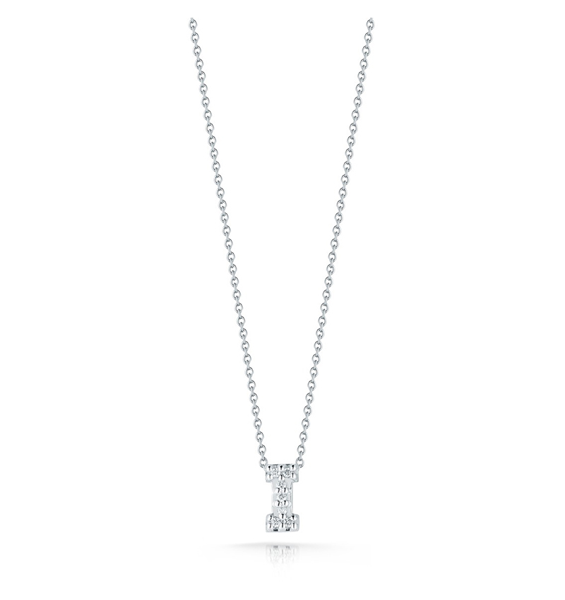 Roberto Coin Tiny Treasures White Gold "Love Letter" Initial Pendant